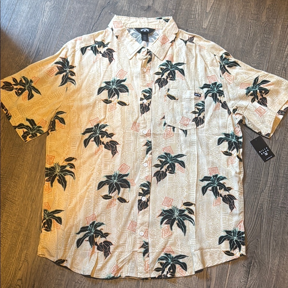 Billabong Patrick Short Sleeve Button-Up Shirt New With Tags Medium Hawaiian - Picture 2 of 8